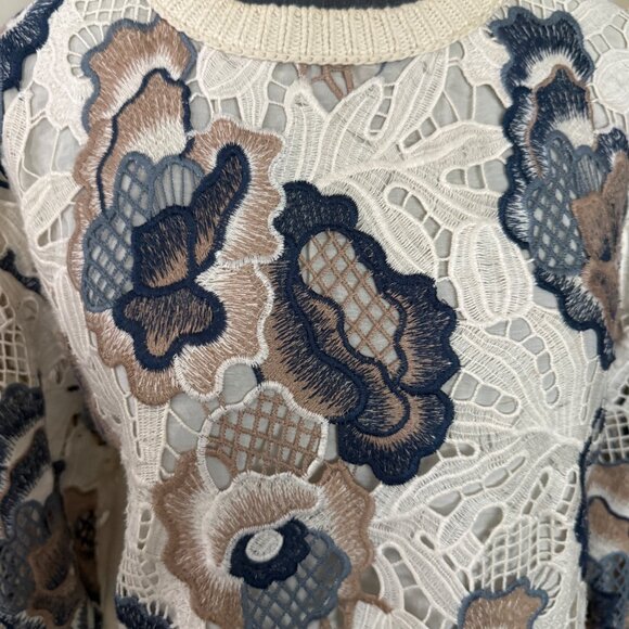 See by Chloe Floral Lace Embroidered Sweater Size S - Picture 5 of 9
